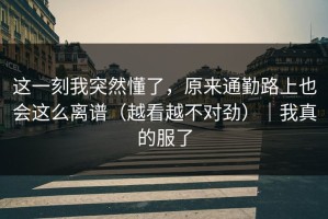 这一刻我突然懂了，原来通勤路上也会这么离谱（越看越不对劲）｜我真的服了