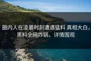 圈内人在凌晨时刻遭遇猛料 真相大白，黑料全网炸锅，详情围观